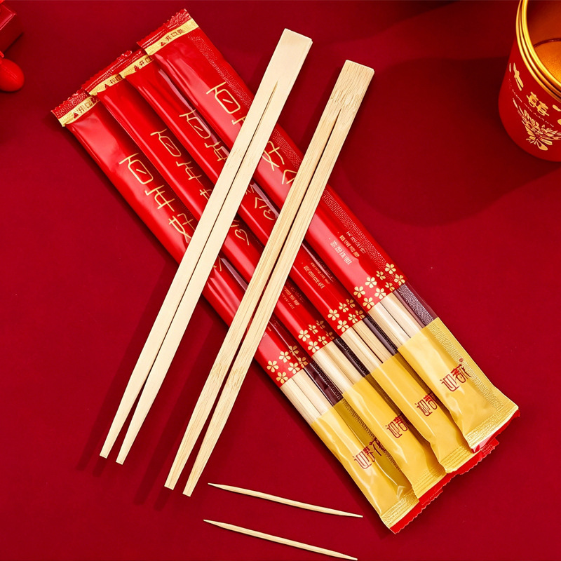 Wedding Disposable Chopsticks, Red Festive Bamboo Chopsticks for Wedding Banquets, Individually Packaged with Toothpicks, Wholesale Wedding Disposable Chopsticks, Red Festive Bamboo Chopsticks for Wedding Banquets, Individually Packaged with Toothpicks, Wholesale