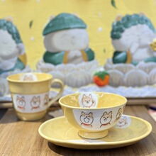 乐喵 日本进口濑户烧釉下彩柴犬小狗餐具卡通汤饭碗日式碗手工制