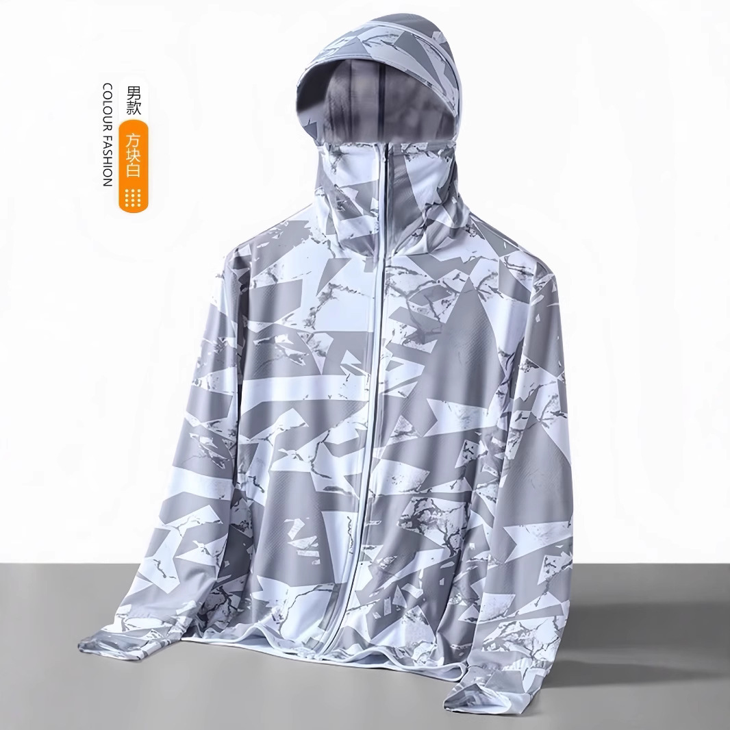 2025 Summer Thin Ice Silk Camouflage Sun Protection Clothing Men's Anti-Uv Outdoor Fishing Cycling Sun Protection Clothing Thin Jacket