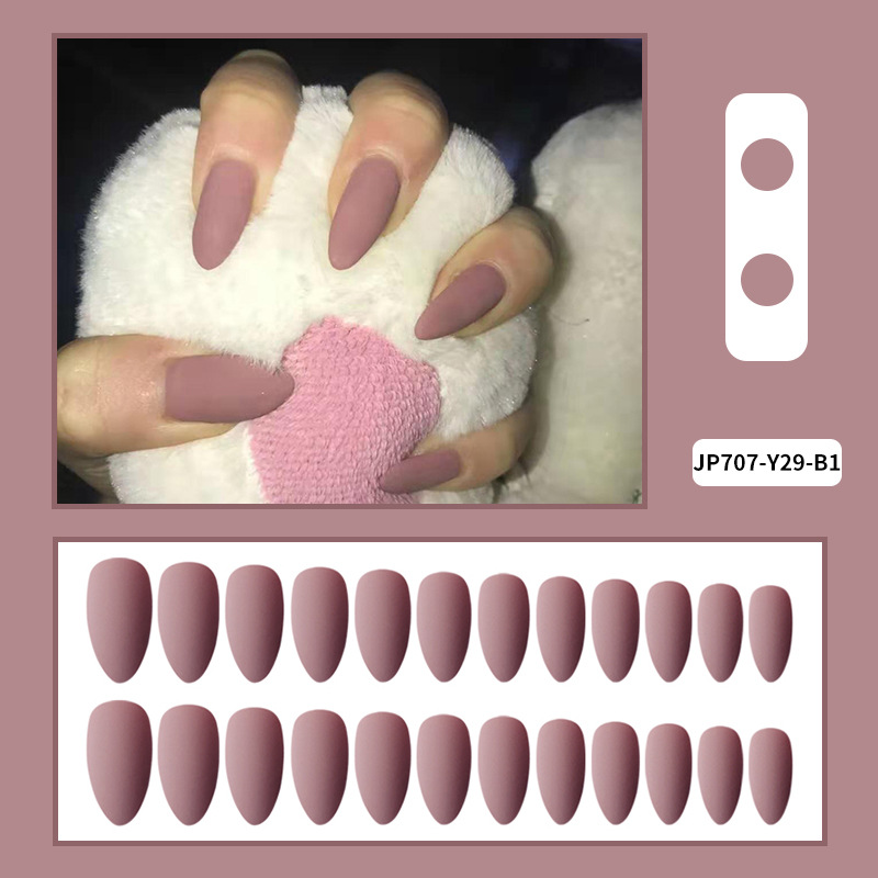 Uñas de uñas de color sólido, uñas largas puntiagudas, uñas de uñas mate mate, parches de uñas falsas, productos terminados al por mayor image 55