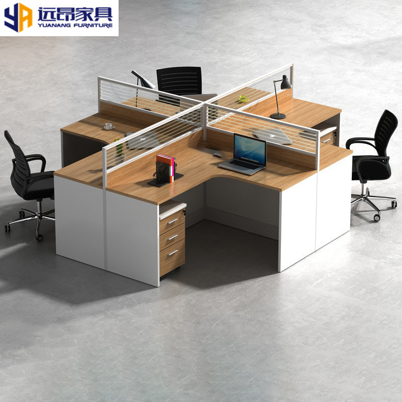 Foshan Office Furniture Modern Simple Staff Desk Computer Work Table and Chair Combination Partition Screen Card