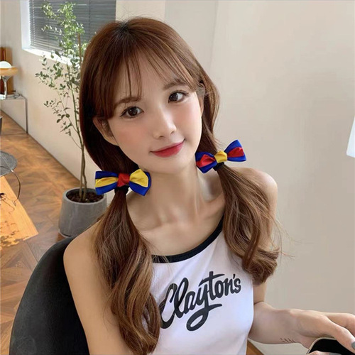 Three-state new cute children's hair accessories princess ribbon bow hairpin hairpin Snow White back head tiara