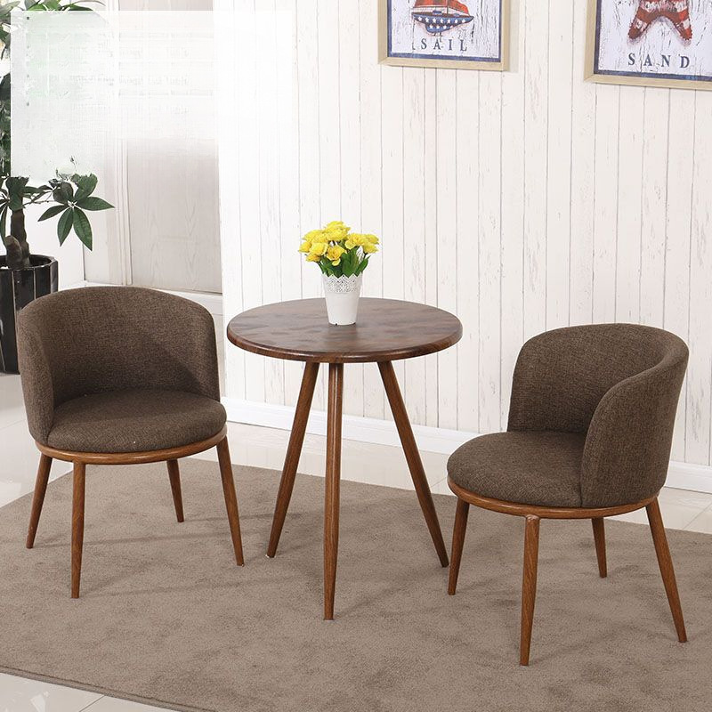 Thickened Imitation Solid Wood Leisure Round Table Rental Room Table and Chair Three-Piece Set Balcony High-End Milk Tea Shop Internet Celebrity Table and Chair Combination