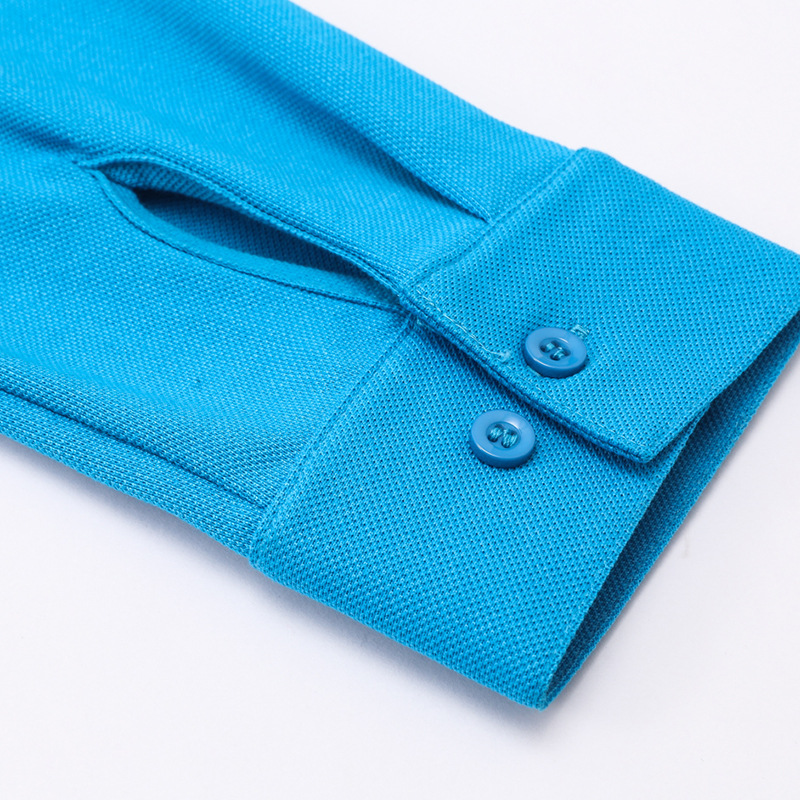 32 perlas de algodón peinado de alta gama para hombres mangas largas collar T-shirt de negocios polo ropa de trabajo personalizada al por mayor