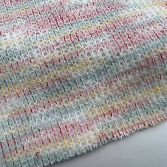 Xiao Xiang Style Rainbow Strip Dot Satin Dye Thick Needle Fabric Autumn and Winter Colorful Sweater Jewelry Doll Clothes Colored Textile Cloth
