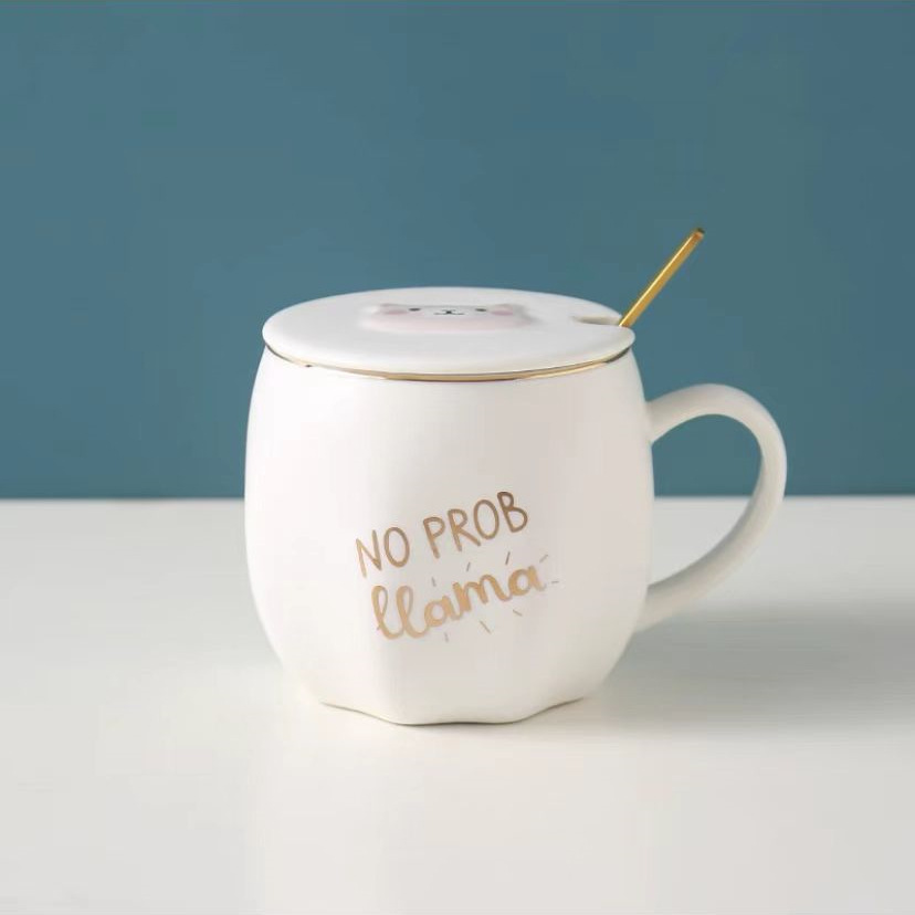 Lindo alpaca Taza de cerámica patrón calabaza dibujos animados en relieve animal cabeza pareja fresco estudiante