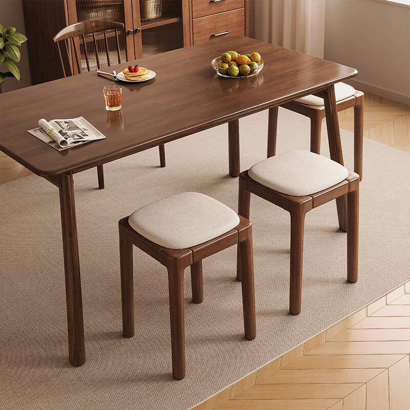 Taburete taburete de madera maciza apilable hogar sala de estar mesa de comedor taburete alto simple taburete cuadrado de madera bolsa suave taburete bajo