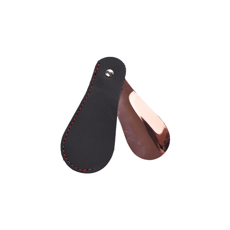 10cm largo negro + funda de cuero (rosa dorada)