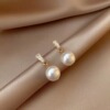 Silver needle, fashionable fresh earrings from pearl, accessory, silver 925 sample, simple and elegant design, wholesale