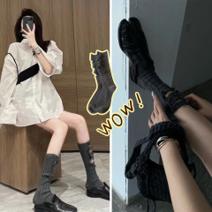 Beggar-style socks: Instagram-famous, trendy, and uniquely designed—women's ripped long stockings with chunky Japanese-style knit detailing, perfect for a high-fashion look.