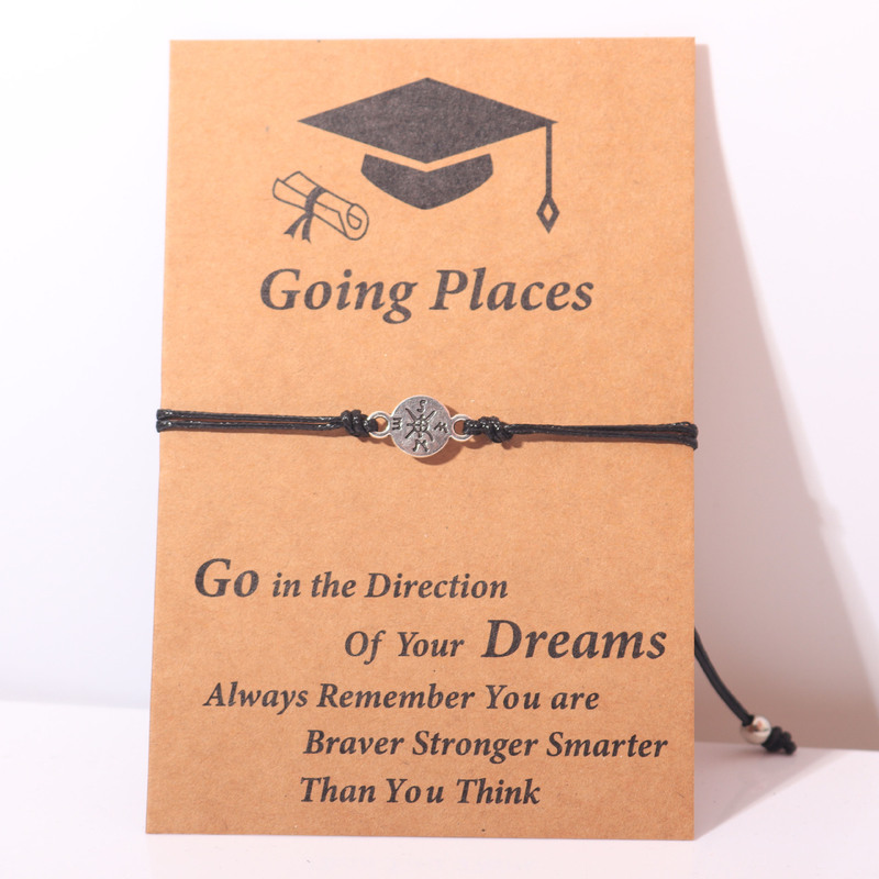 Amazon New Bracelet Creative Simple Card Bracelet Graduation Season Wax Line Halloween Woven Compass Bracelet