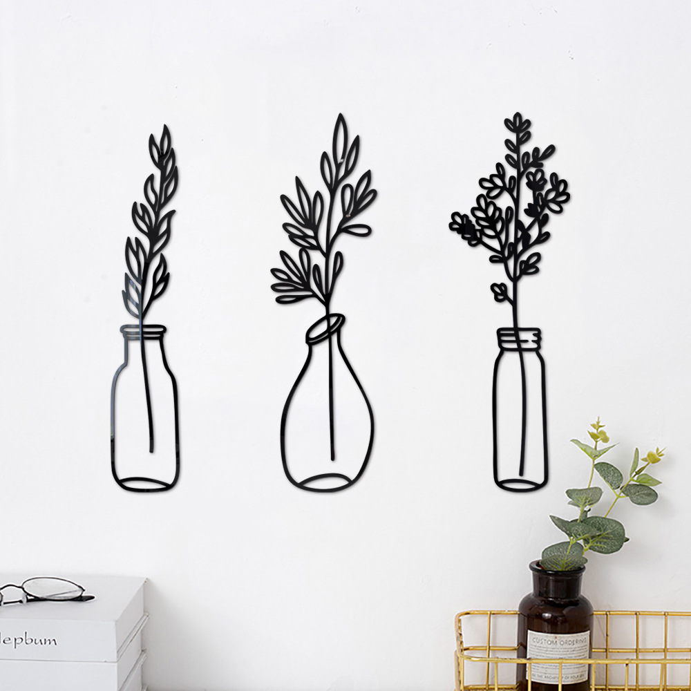 3d Potted Plant Acrylic Mirror Wall Sticker For Home Decoration_voghion.com