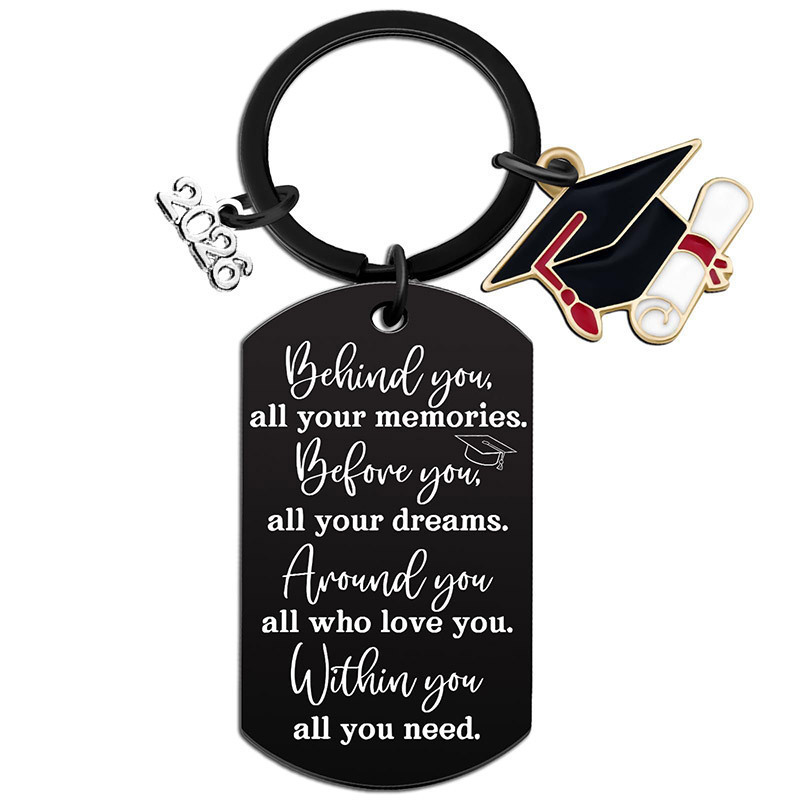 Class of 2026 Graduation Gift Stainless Steel Engraved Keychain Cross-Border Hot Selling Graduates Gift Souvenir