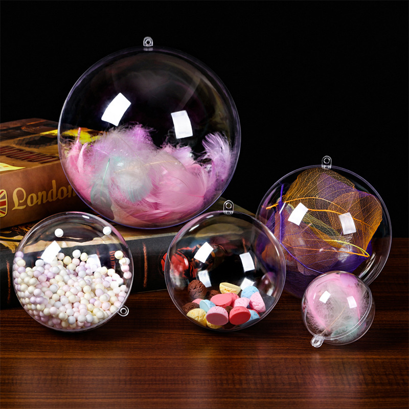 Fábrica al por mayor ps bola de Navidad bola transparente acrílico bola hueca decoración festiva bola colgante bola de plástico