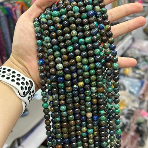 Natural Phoenix Lapis Lazuli Scattered Beads Azurite Malachite Round Beads Azurite Malachite Long Chain