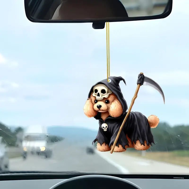 Halloween nuevo perro de la muerte navideño colgante acrílico plano transfronterizo colgante de automóvil colgante llavero colgante
