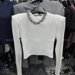 自留好着/高級感の基礎モデル肩磨き長袖tシャツガードルが痩せているショートタイプの中に秋冬上着がついています。