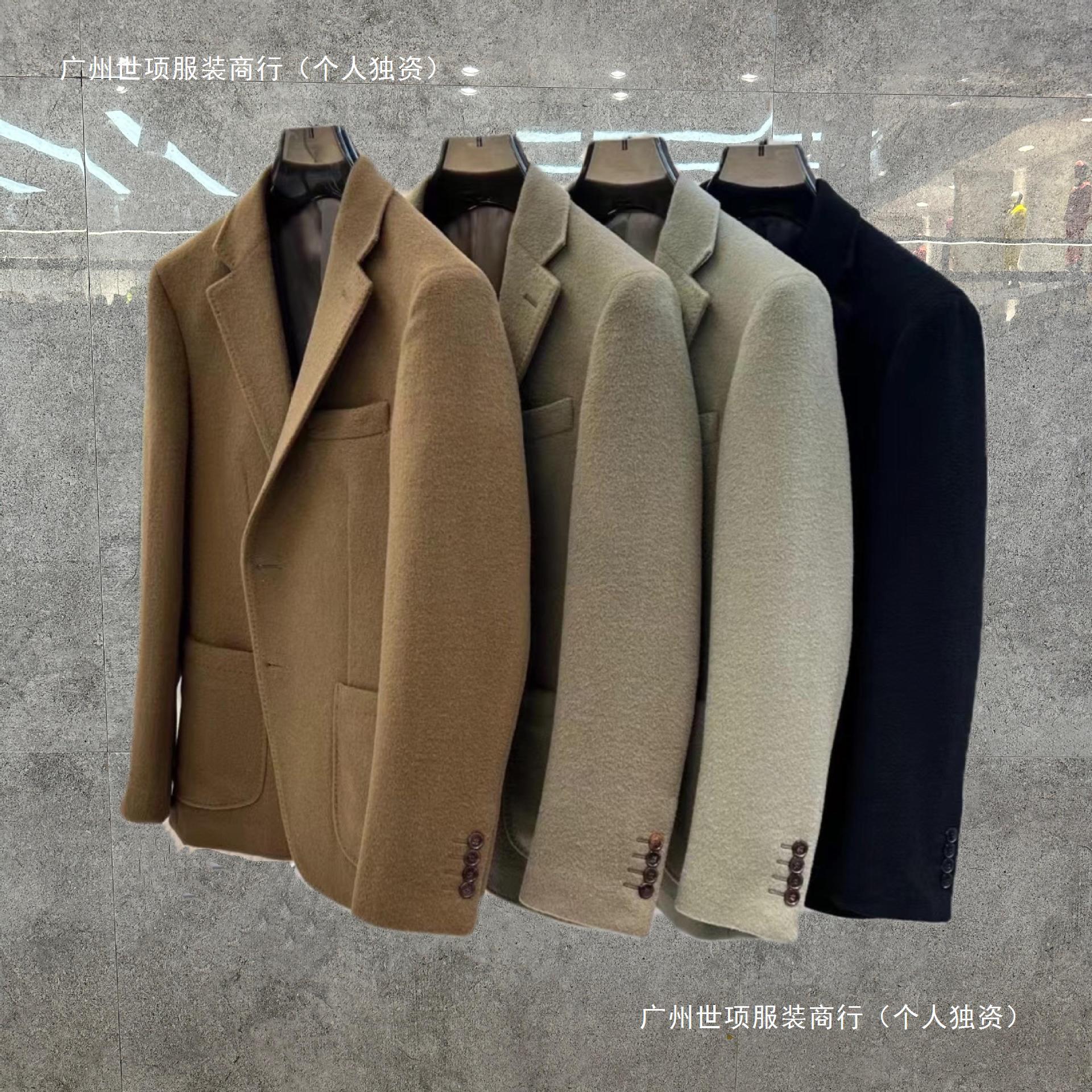 일방적 인 캐시미어 세트 최고의 남자 겨울 새 울 비즈니스 캐주얼 작은 세트 재킷 코트 블랙 없음