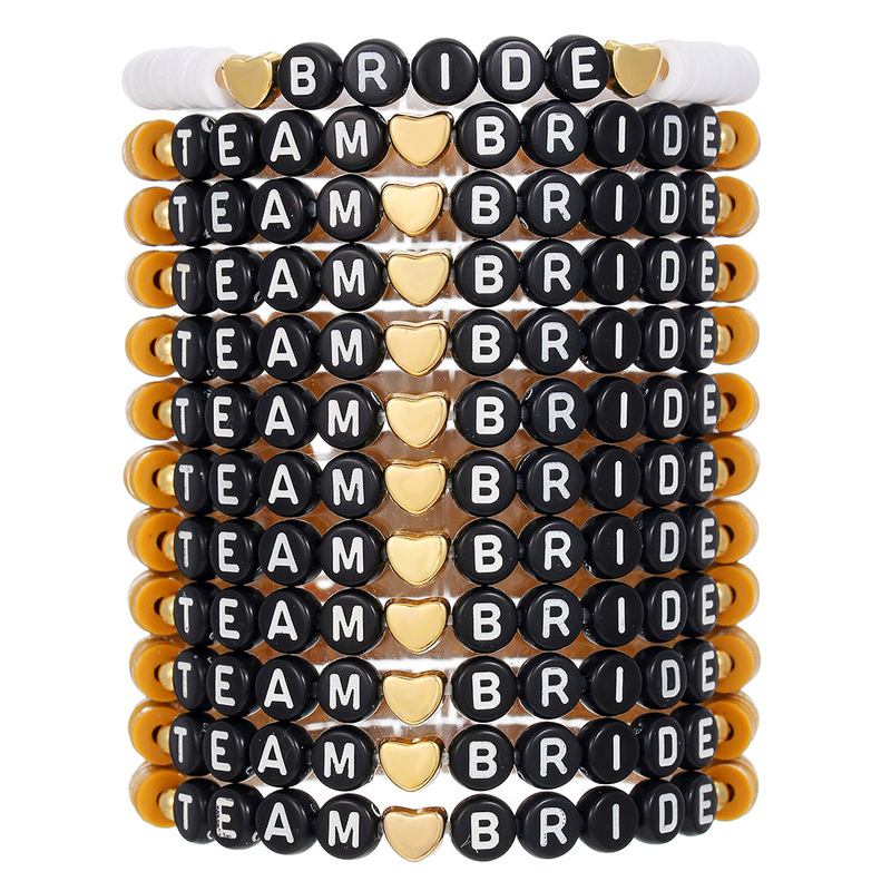 Aliexpress New Product 12-Piece Combination Bracelet Soft Clay Letter Beads Bridal Hand Accessories Bridesmaid Group Jewelry Set Wholesale