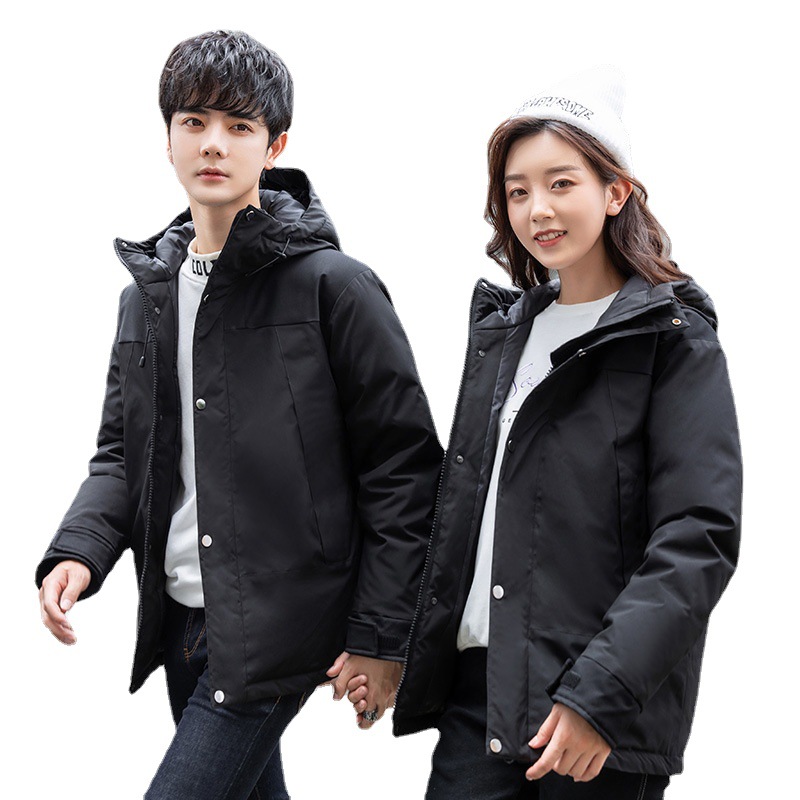 Nuevo invierno de los hombres abajo Chaqueta corta color matching casual espesado caliente al aire libre Ropa trabajo y las mujeres mismo abrigo
