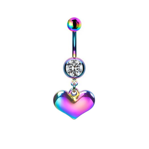 Gaibei European and American cross-border spray colorful navel ring spider cross gradient color heart-shaped moon pierced navel ornaments