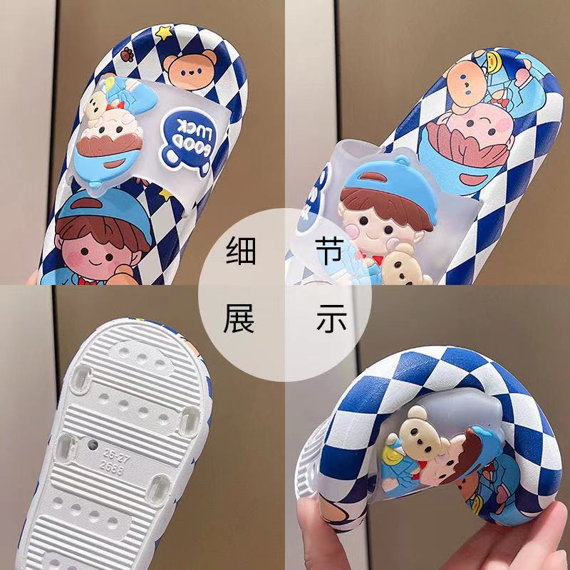 Niños bebé lindo dibujos animados nuevas zapatillas grandes y medianas zapatillas para niños y niñas verano hogar baño antideslizante suave