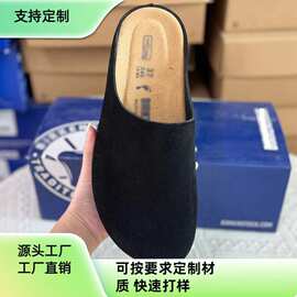 厚底勃肯包头光面半拖鞋女外穿懒人一脚蹬2025配裙穆勒拖复古风