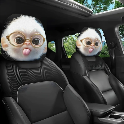 Image Production, Temu Amazon — Universal seat cover - cute-pet-with-tongue-sticking-out-and-wearing-glasses-double-sided-printing-2-pack