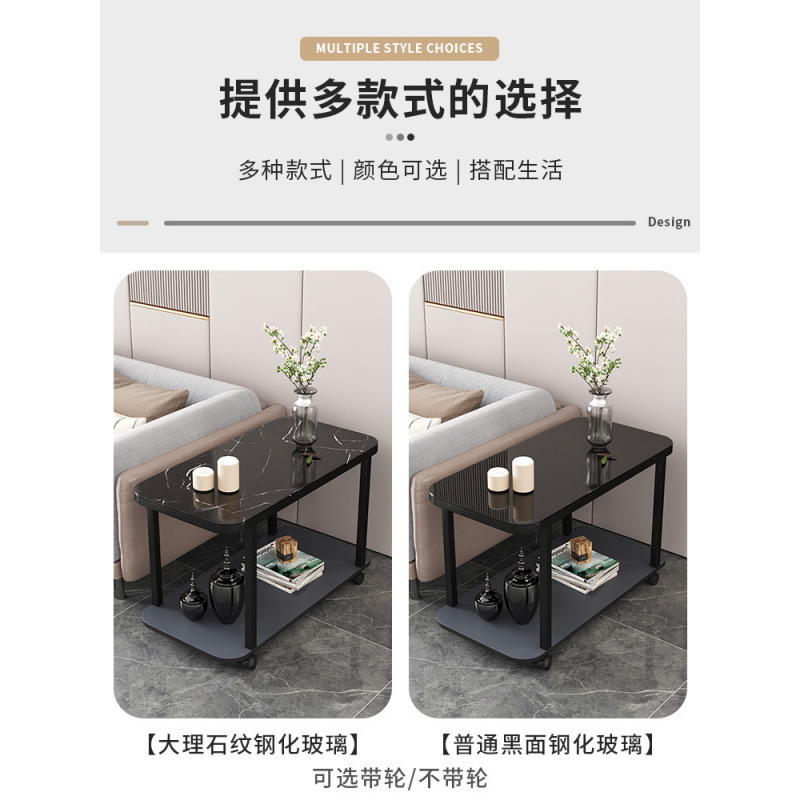 可動式サイドテーブル、シンプルなリビングルーム、小さなコーヒーテーブル、小さなテーブル、ソファサイドキャビネット、サイドキャビネット、二重ガラスコーナーテーブル|undefined