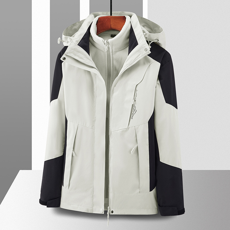 Chaqueta de asalto al aire libre para hombres 3 en 1 chaqueta de mujer a prueba de viento con cremallera debajo de la axila transpirable y desmontable ropa de montaña