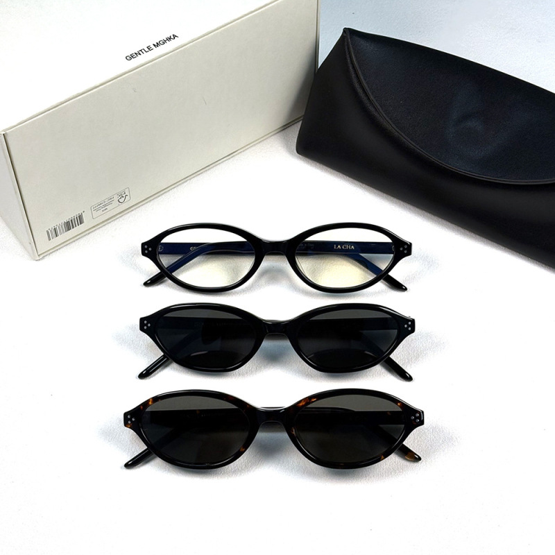 2026 New GM Eyeglass Frame La Cha Sunglasses Oval European and American Retro British Style Sunshade Glasses UV Protection