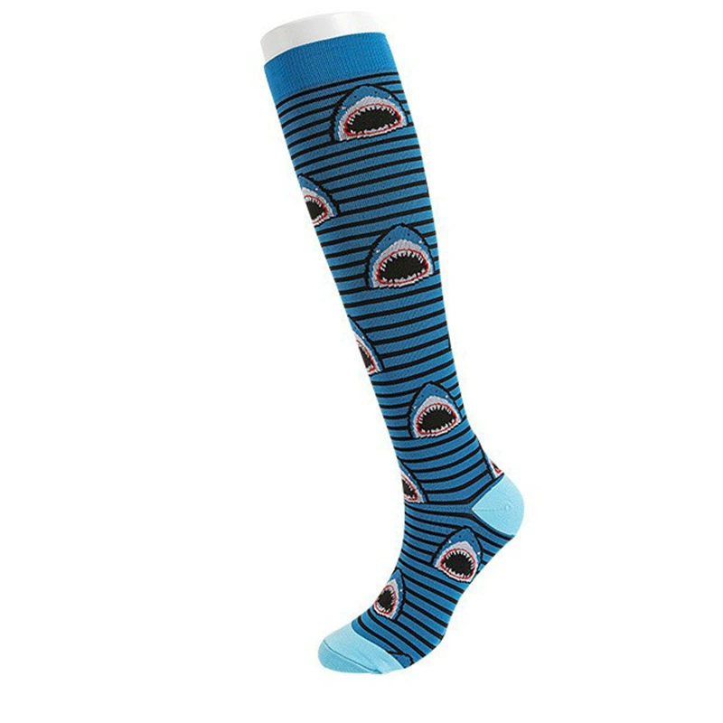 Compression Running Socks, Unisex Jacquard Knee-High Socks, Multiple Patterns, S/M & L/XL