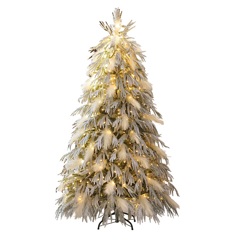 Nuevo transfronterizo puro PE mezcla flocado árbol de Navidad blanco nieve decoraciones de Navidad decoraciones grandes