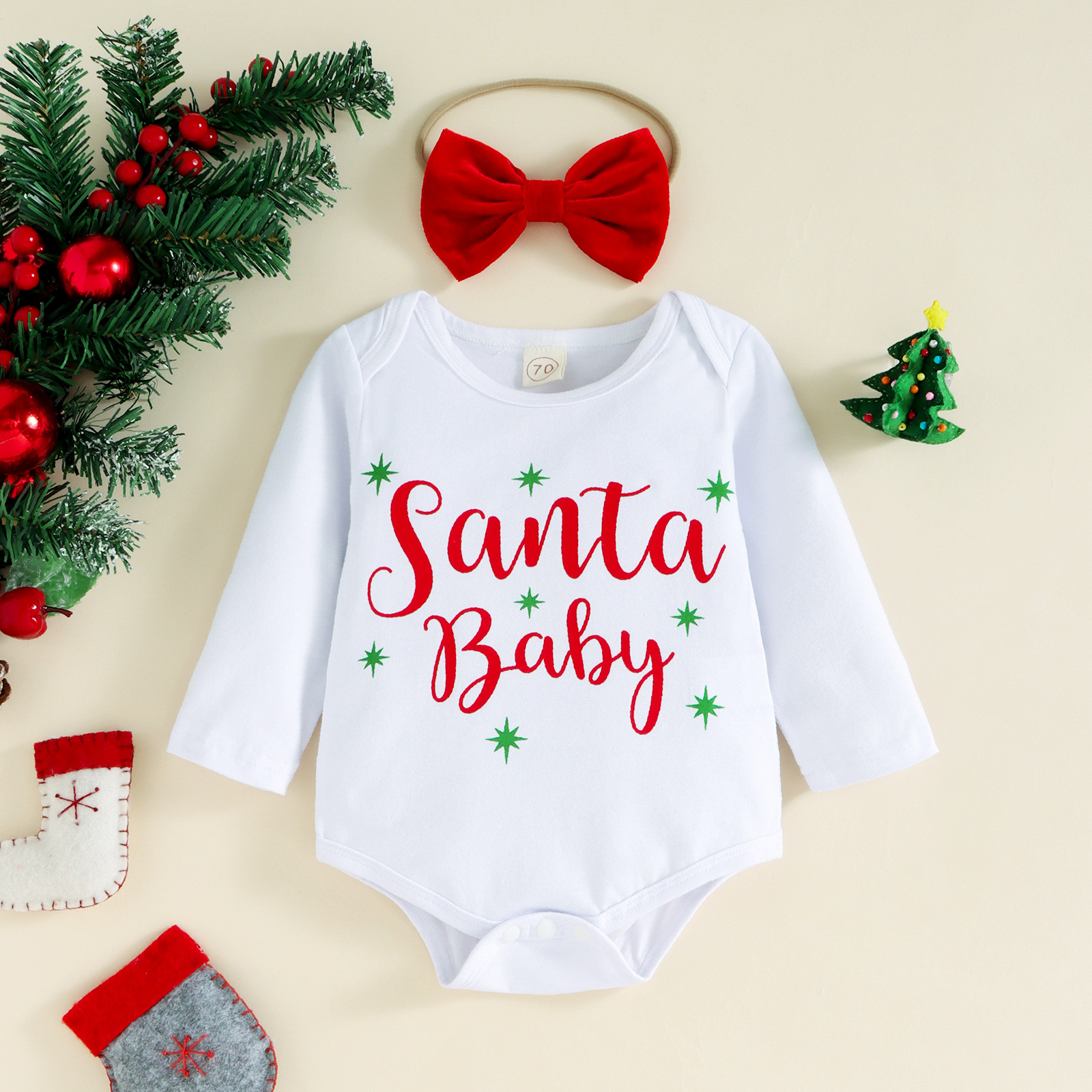 Conjuntos De Ropa Para Niñas De Algodón Con Estampado De Letras De Moda De Navidad display picture 2