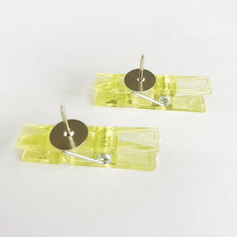 3.5*0.7cm 플라스틱 클립 압정-투명 노란색