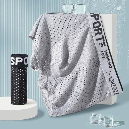 New men's underwear men's ice mesh boxer briefs breathable mesh boxer briefs youth shorts summer