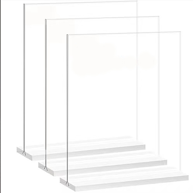 Mayorista acrílico A45 tarjetas de cajón tablero de exhibición en forma de T tablero de exhibición tablero vertical tablero de exhibición tablero de mesa transparente octogonal