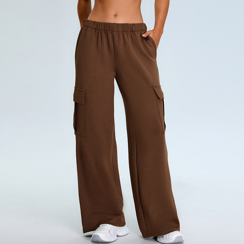 Otoño e invierno nuevos pantalones de yoga mujeres elásticos de cintura alta pantalones de chándal rectos pantalones casuales micro pantalones monos pantalones de fitness