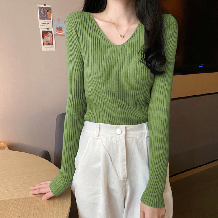 毛衣女2025秋冬新款百搭修身v领打底针织衫洋气内搭长袖紧身上衣|undefined
