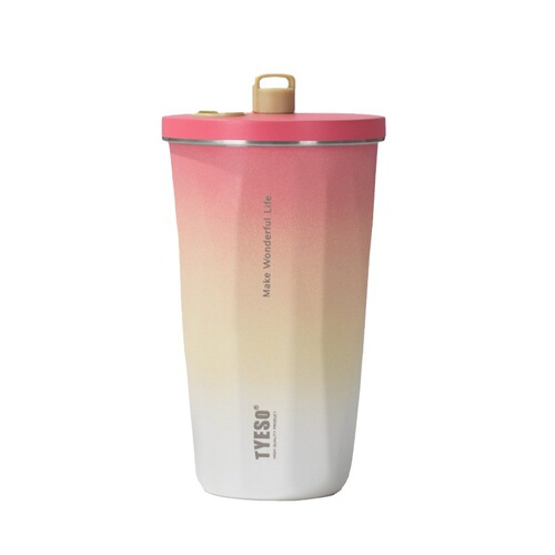 Tyeso New Insulated Cup with Gradient Color and Straw, Suitable for Both Men and Women, High-Aesthetic Simple Design, Tyeso Ice-Busting Cold Coffee Cup