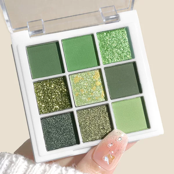 Cross-Border Exclusive Supply of 9-Color Avocado Green Eyeshadow Palette, Sweat-Proof Quality, New Student-Friendly Colorful Makeup, Wholesale