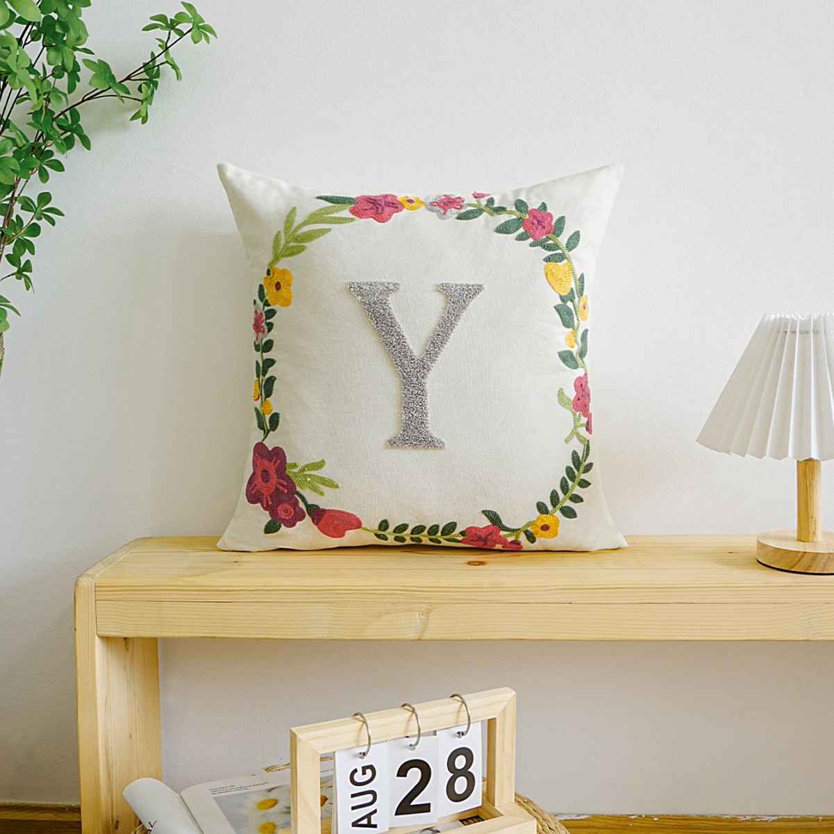 Letras transfronterizas personalizadas toallas bordadas almohada cubierta de sofá sala de estar almohada cubierta de respaldo cubierta de alta calidad sin núcleo
