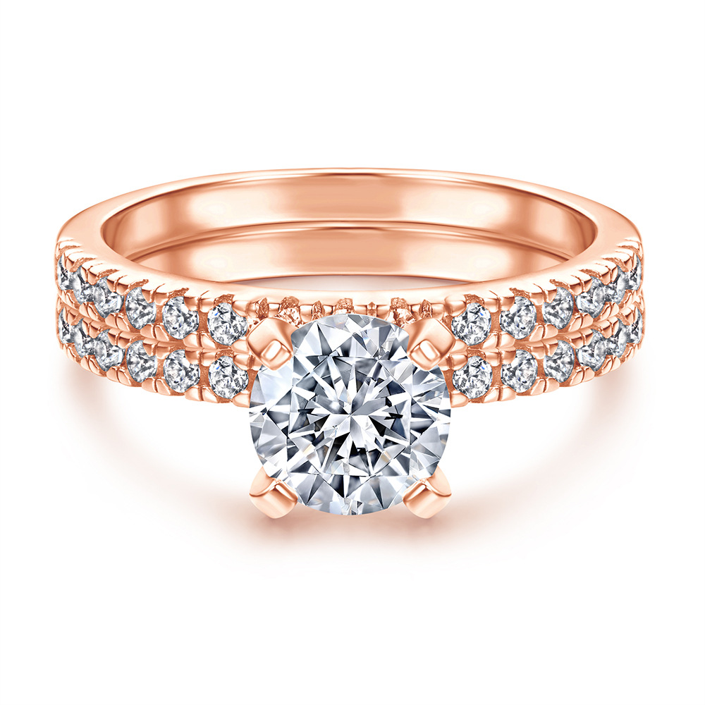 Tonglin europeo y americano Venta caliente 925 anillo de plata esterlina mujeres ZIRCON traje compromiso boda anillo de boda conjunto