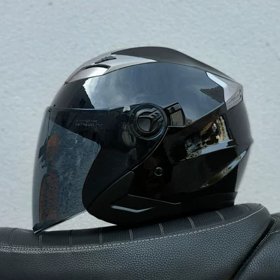 Helmets Motorcycle Helmets Dual – Motosiklet kaskı (dəbilqə) - bright-black-brown-lenses-m57-58