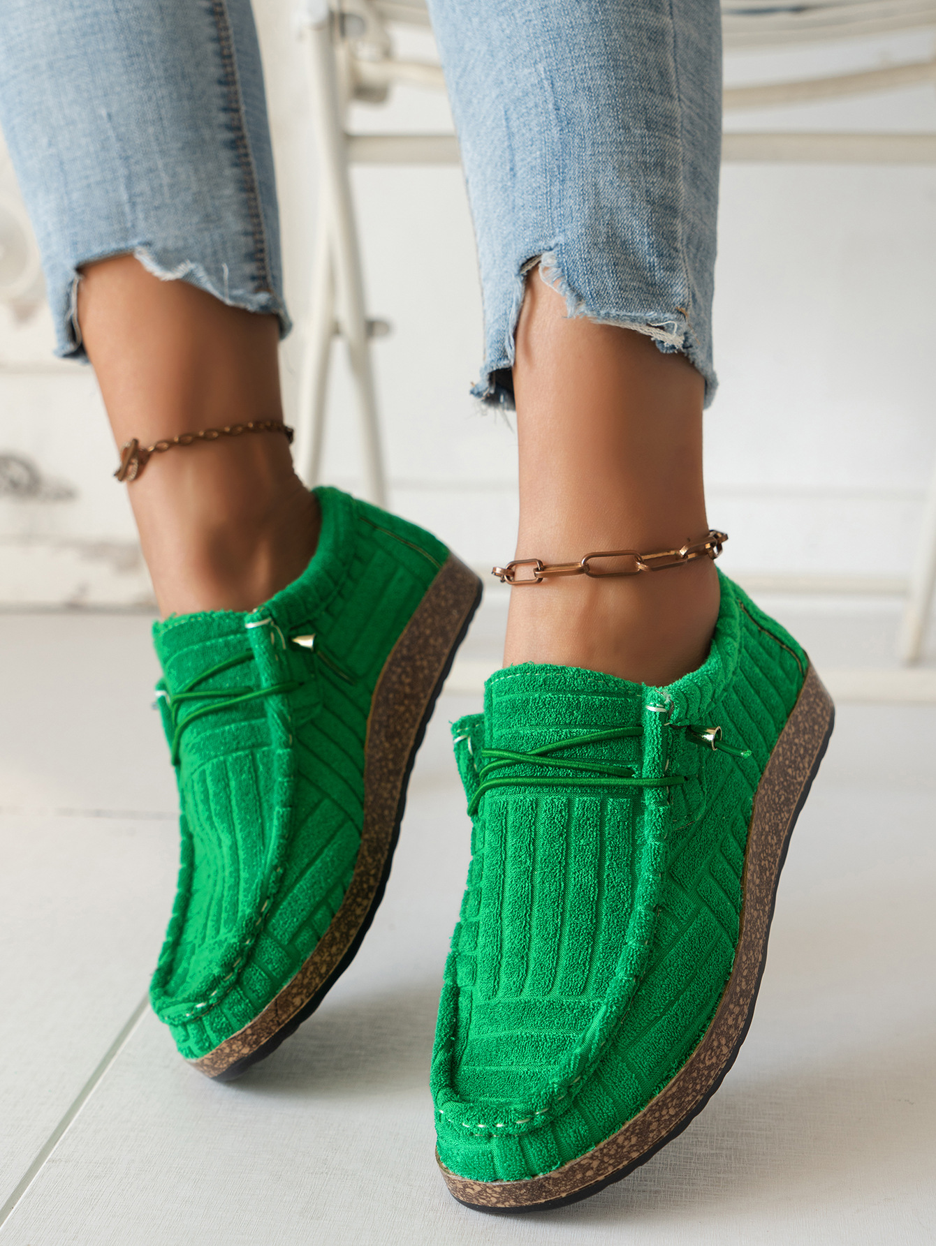 2024 plus size women's flat bottom elastic sleeve, foot pedal, lazy shoes, casual single shoes_voghion.com