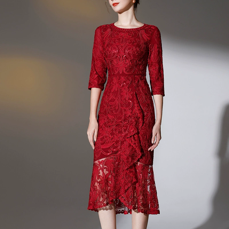 Европа и США Новое свадебное платье Счастливая Мать-в-законе платье Весна и осень сетка плюс размер платья женщин поколение волос