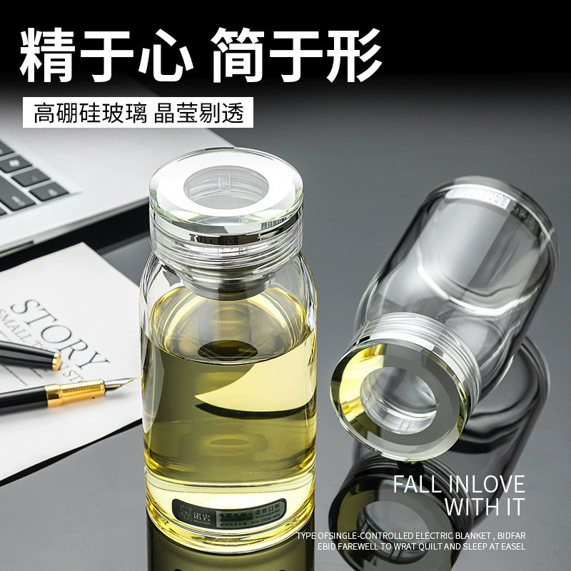 Стеклянная мужская утолщенная чашка для чая, прозрачная однослойная чашка для воды, высокое боросиликатное стекло, большая емкость для воды