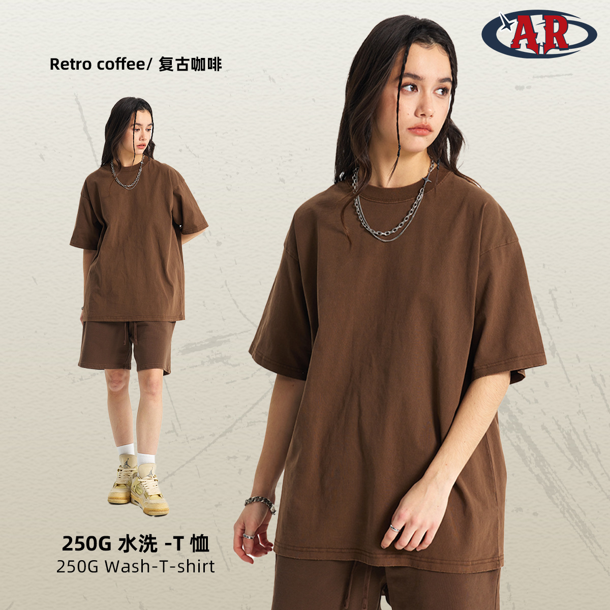 2025 camiseta de manga corta para hombre vintage desgastada estilo básico europeo y americano de algodón puro suelta con hombros caídos lavada venta directa de fábrica.