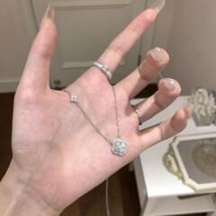 S999纯银爆闪精致四叶草项链女 轻奢小众高级感满钻百搭幸运花朵
