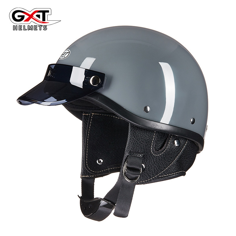 Motosiklet kaskı (dəbilqə) — Universal Helmet Lightweight Helmet - gray-with-brown-yellow-bear-ears-s